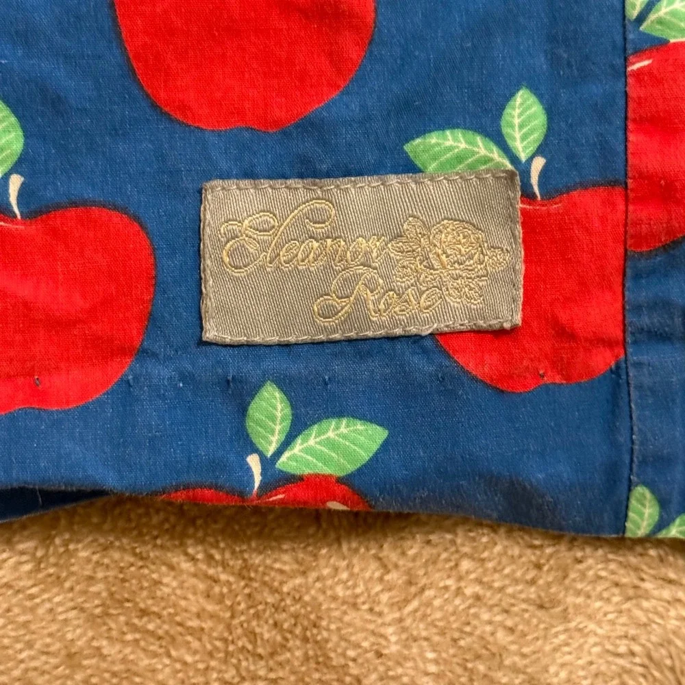 Eleanor Rose Farrah Dress Girls Size 5-6 Blue Red Apple Print Ruffle Sleeveless